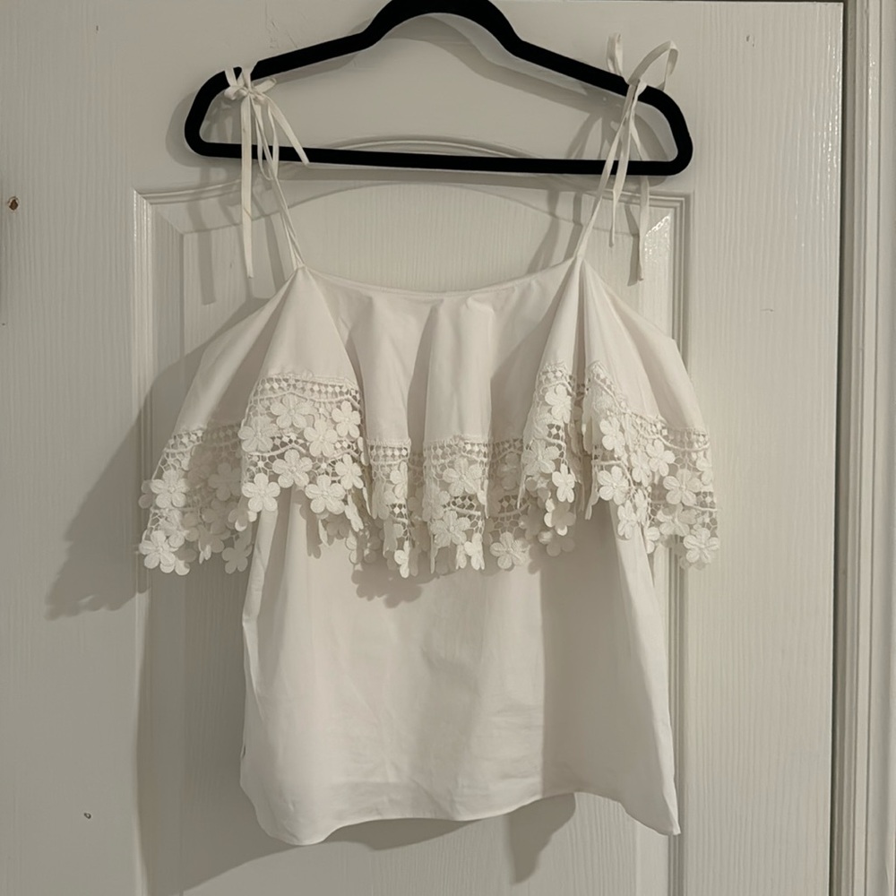 Amanda Uprichard White Floral Lace Tank Top